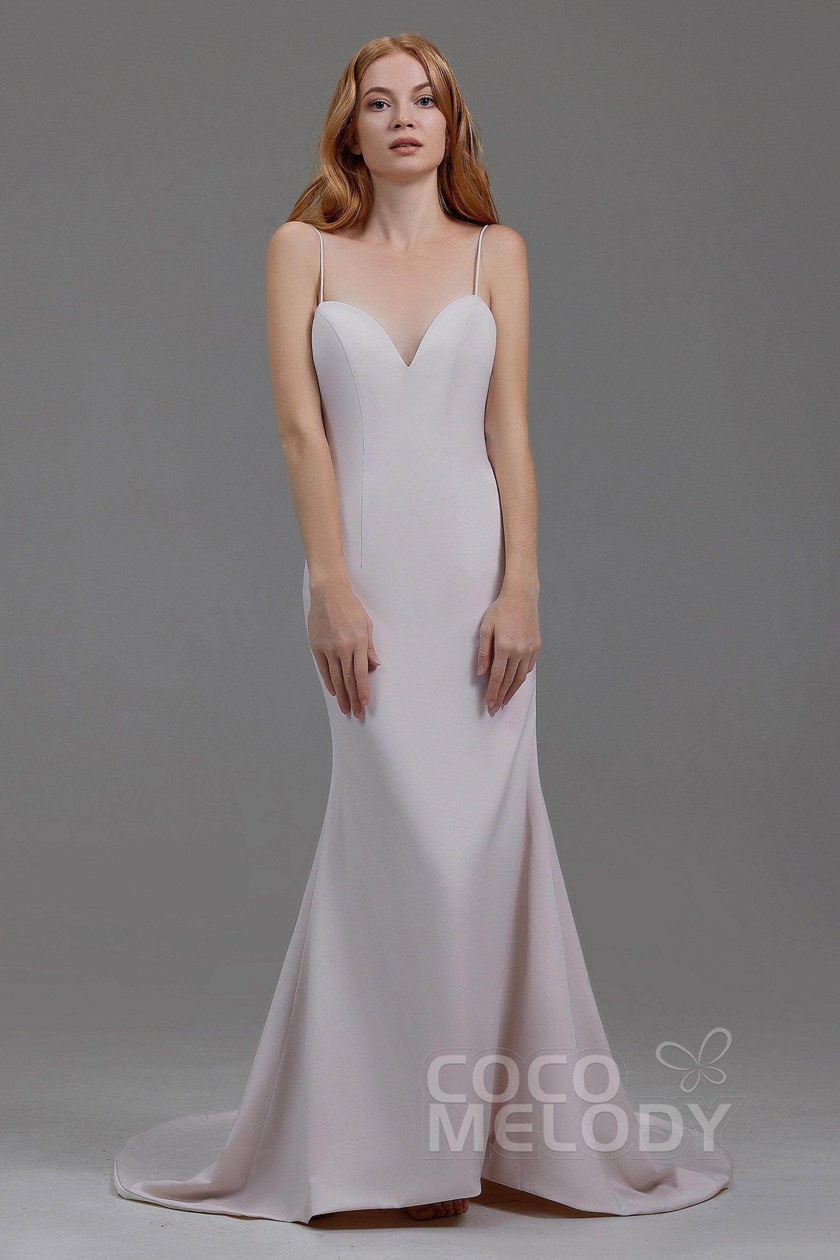 Mermaid Court Train Stretch Satin Wedding Lining LA18003 - COCOMELODY